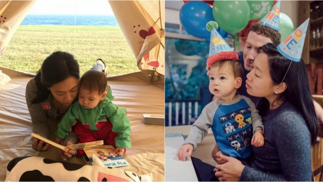 Марк Цукерберг с женой и дочкой