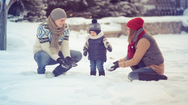 Семья зимой