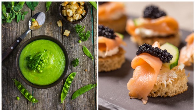 Зеленый  горошек и лосось