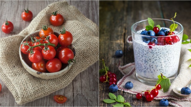 помидоры и йогурт с семенами чиа