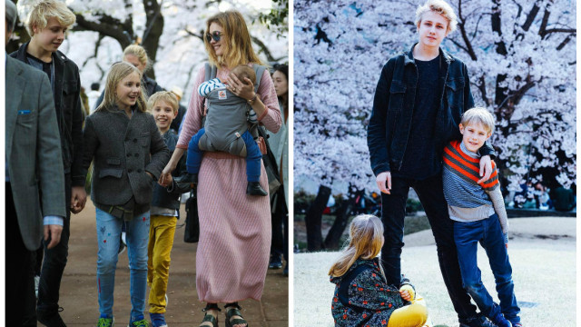 Наталія Водянова з дітьми в Токіо