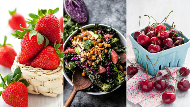 Полуниця, салат і черешня