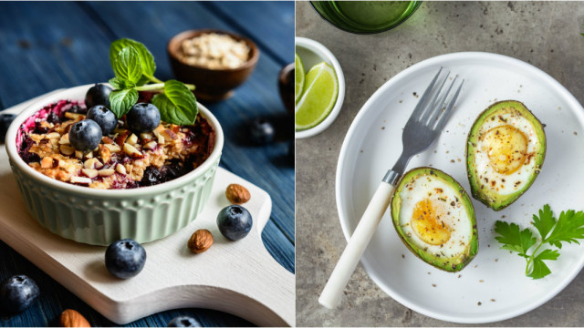 Каша з чорницею і омлет з авокадо