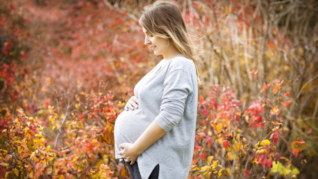 красивая беременная осенью