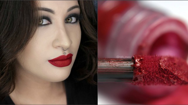 макияж с красными губами