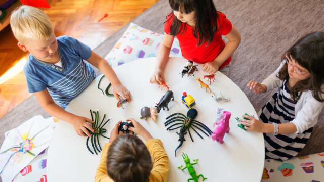 дети играют с животными