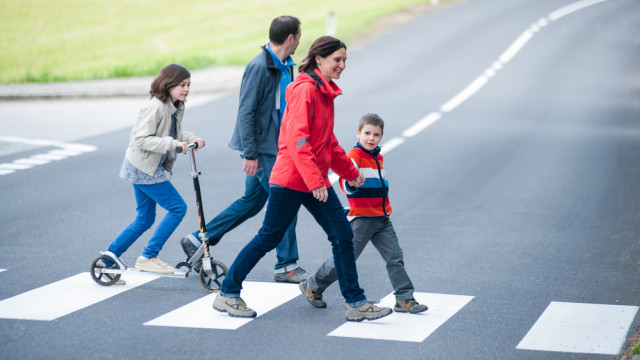 семья переходит дорогу